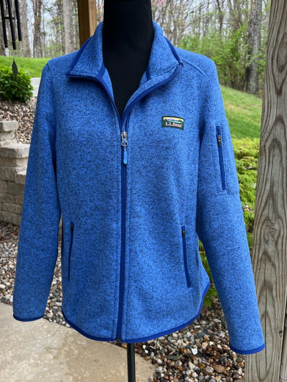 L.L.Bean Sweater Fleece Full-Zip Jacket - Petite Large - Blue